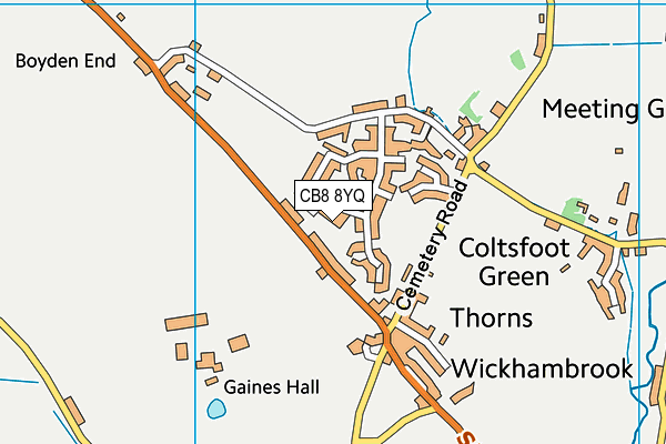 CB8 8YQ map - OS VectorMap District (Ordnance Survey)