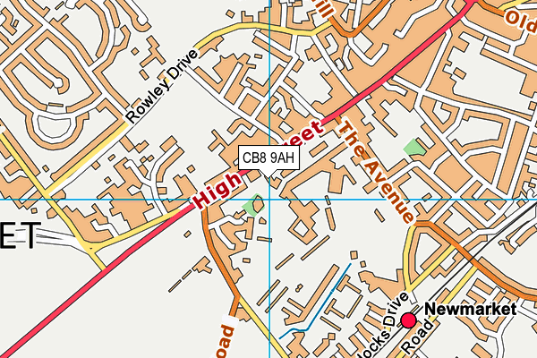 CB8 9AH map - OS VectorMap District (Ordnance Survey)