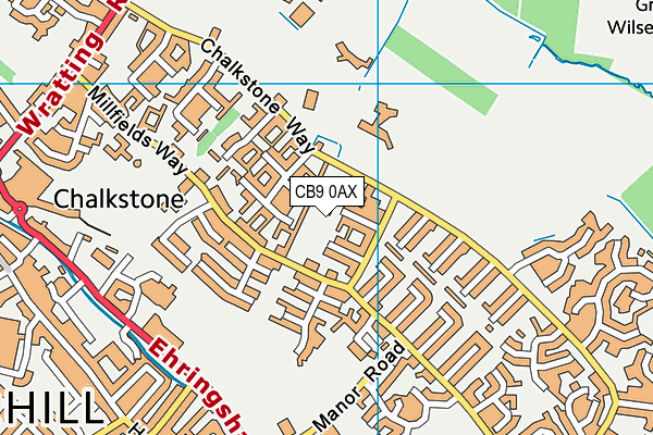 CB9 0AX map - OS VectorMap District (Ordnance Survey)