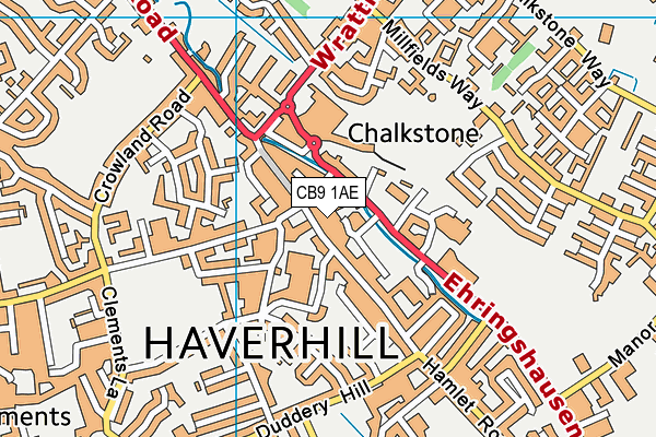 CB9 1AE map - OS VectorMap District (Ordnance Survey)