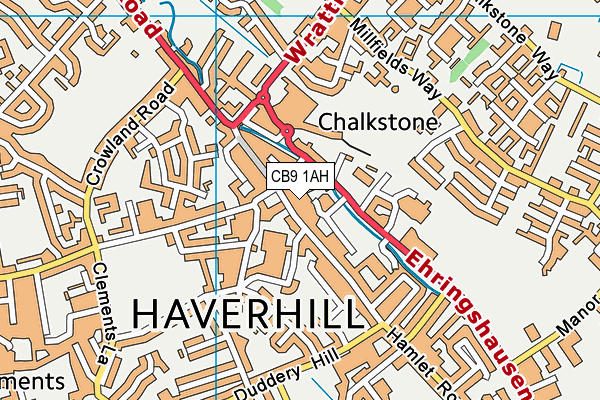 CB9 1AH map - OS VectorMap District (Ordnance Survey)