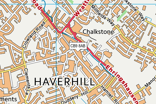 CB9 8AB map - OS VectorMap District (Ordnance Survey)