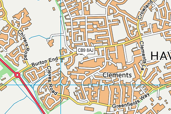CB9 8AJ map - OS VectorMap District (Ordnance Survey)