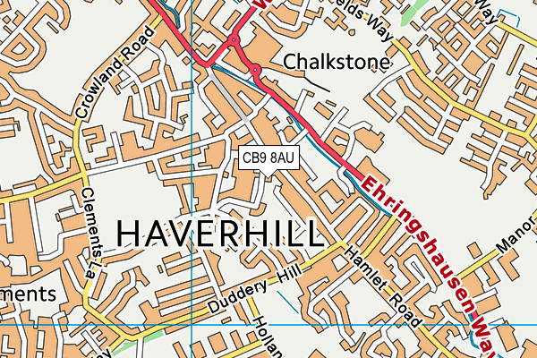 CB9 8AU map - OS VectorMap District (Ordnance Survey)