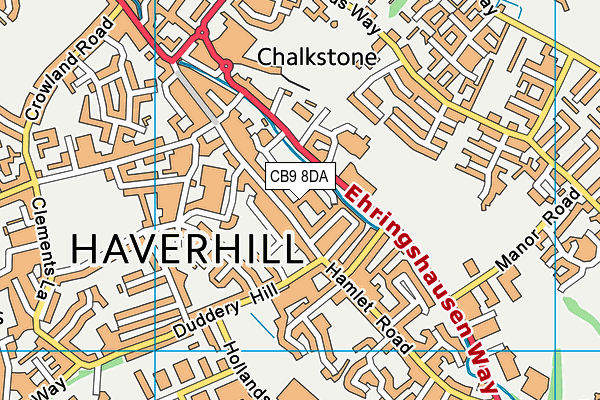 CB9 8DA map - OS VectorMap District (Ordnance Survey)