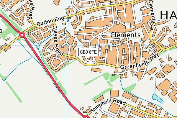 CB9 8FE map - OS VectorMap District (Ordnance Survey)