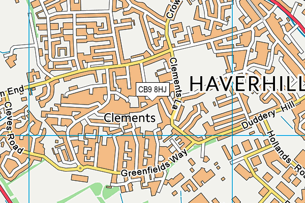 CB9 8HJ map - OS VectorMap District (Ordnance Survey)