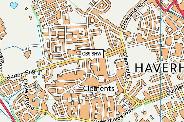 CB9 8HW map - OS VectorMap District (Ordnance Survey)