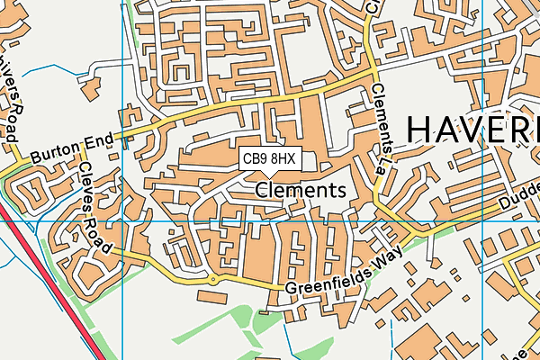 CB9 8HX map - OS VectorMap District (Ordnance Survey)