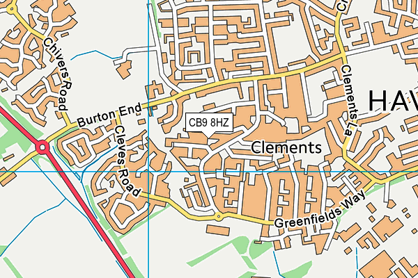 CB9 8HZ map - OS VectorMap District (Ordnance Survey)