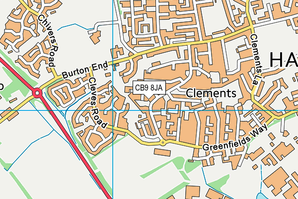 CB9 8JA map - OS VectorMap District (Ordnance Survey)