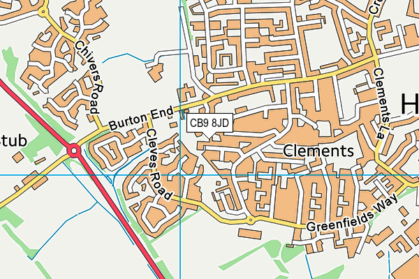 CB9 8JD map - OS VectorMap District (Ordnance Survey)