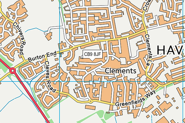 CB9 8JF map - OS VectorMap District (Ordnance Survey)