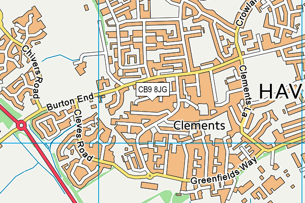 CB9 8JG map - OS VectorMap District (Ordnance Survey)