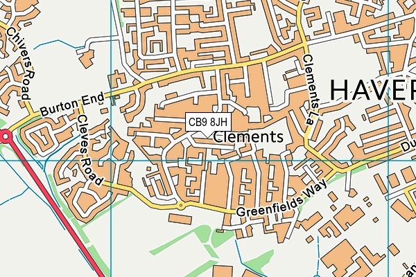 CB9 8JH map - OS VectorMap District (Ordnance Survey)
