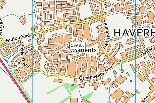 CB9 8JJ map - OS VectorMap District (Ordnance Survey)