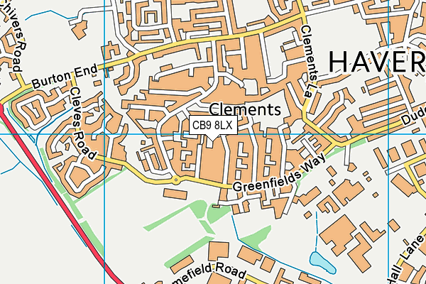 CB9 8LX map - OS VectorMap District (Ordnance Survey)