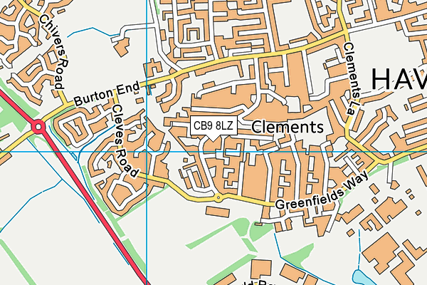 CB9 8LZ map - OS VectorMap District (Ordnance Survey)