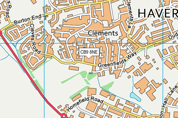 CB9 8NE map - OS VectorMap District (Ordnance Survey)