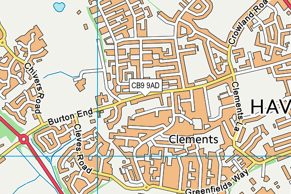 CB9 9AD map - OS VectorMap District (Ordnance Survey)
