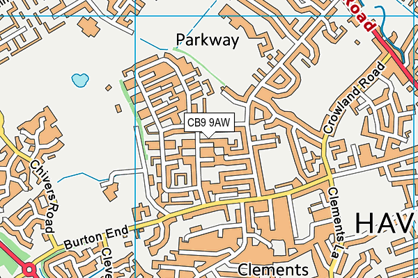 CB9 9AW map - OS VectorMap District (Ordnance Survey)