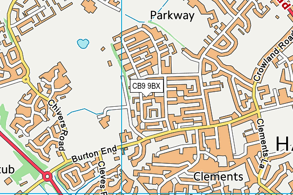 CB9 9BX map - OS VectorMap District (Ordnance Survey)