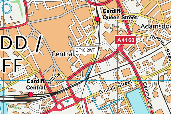 CF10 2WT map - OS VectorMap District (Ordnance Survey)