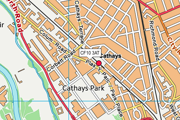 CF10 3AT map - OS VectorMap District (Ordnance Survey)