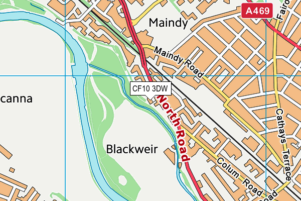 CF10 3DW map - OS VectorMap District (Ordnance Survey)