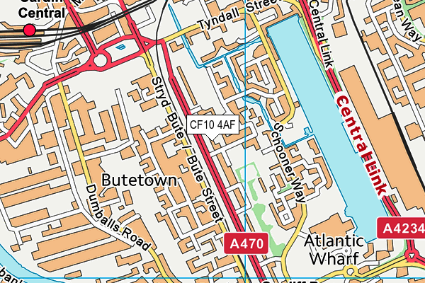 CF10 4AF map - OS VectorMap District (Ordnance Survey)