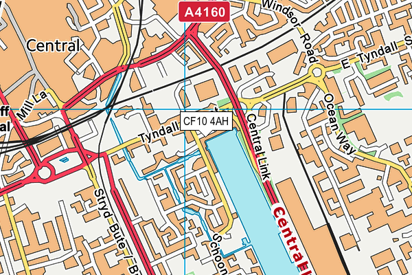 CF10 4AH map - OS VectorMap District (Ordnance Survey)