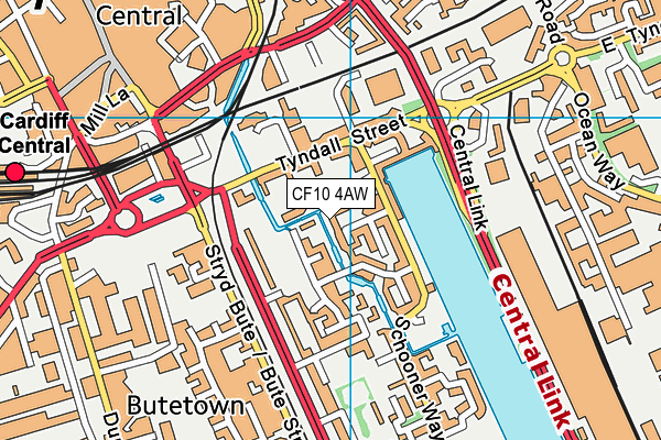 CF10 4AW map - OS VectorMap District (Ordnance Survey)