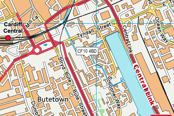 CF10 4BD map - OS VectorMap District (Ordnance Survey)