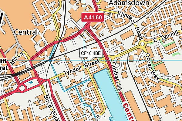 CF10 4BE map - OS VectorMap District (Ordnance Survey)