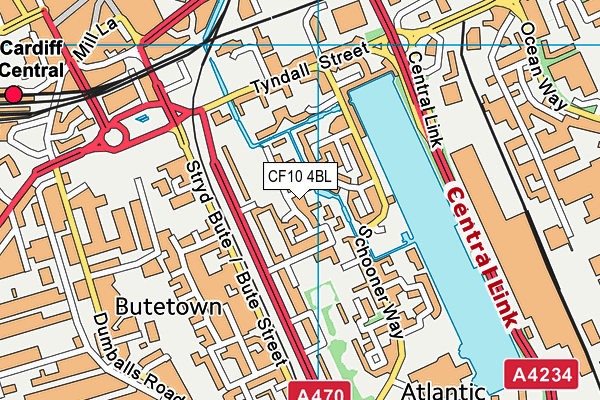 CF10 4BL map - OS VectorMap District (Ordnance Survey)