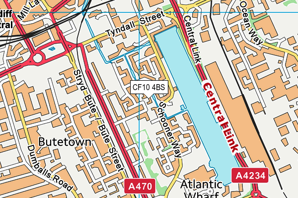 CF10 4BS map - OS VectorMap District (Ordnance Survey)