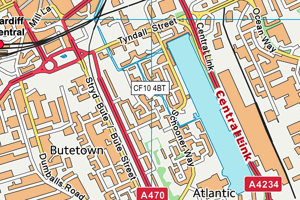 CF10 4BT map - OS VectorMap District (Ordnance Survey)