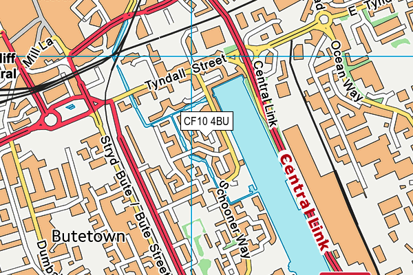 CF10 4BU map - OS VectorMap District (Ordnance Survey)