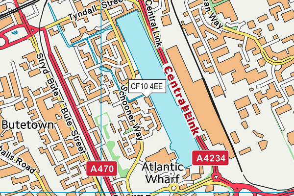 CF10 4EE map - OS VectorMap District (Ordnance Survey)