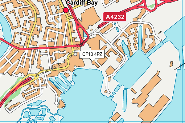 CF10 4PZ map - OS VectorMap District (Ordnance Survey)