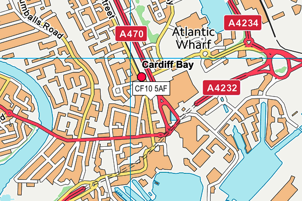 CF10 5AF map - OS VectorMap District (Ordnance Survey)