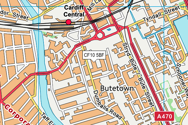 CF10 5BF map - OS VectorMap District (Ordnance Survey)