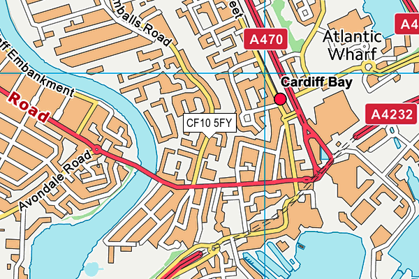 CF10 5FY map - OS VectorMap District (Ordnance Survey)