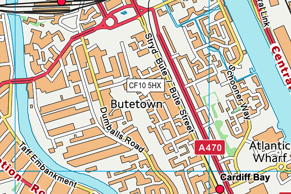 CF10 5HX map - OS VectorMap District (Ordnance Survey)