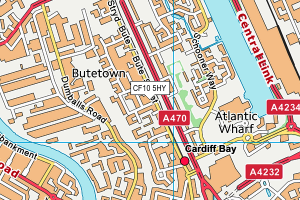 CF10 5HY map - OS VectorMap District (Ordnance Survey)