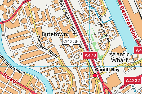 CF10 5JH map - OS VectorMap District (Ordnance Survey)