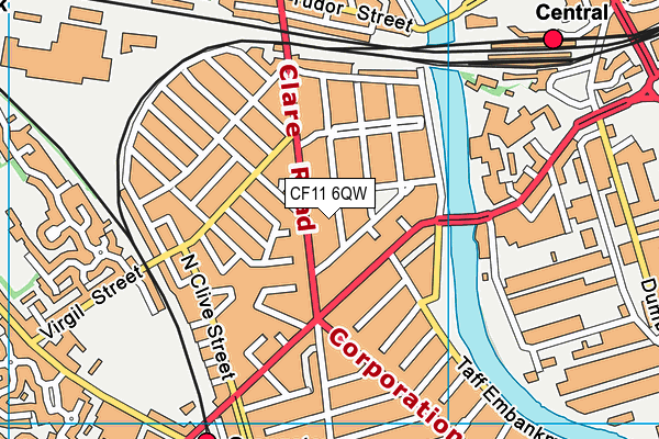 CF11 6QW map - OS VectorMap District (Ordnance Survey)