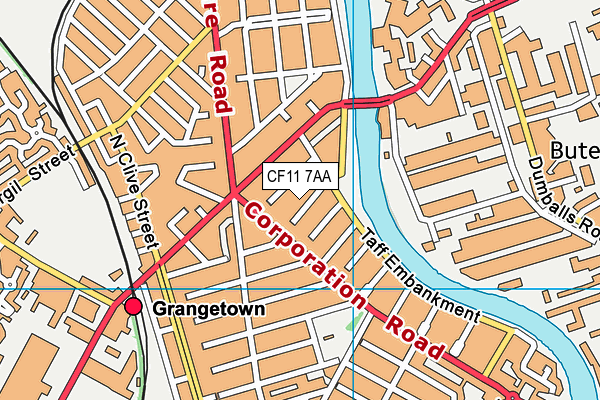 CF11 7AA map - OS VectorMap District (Ordnance Survey)