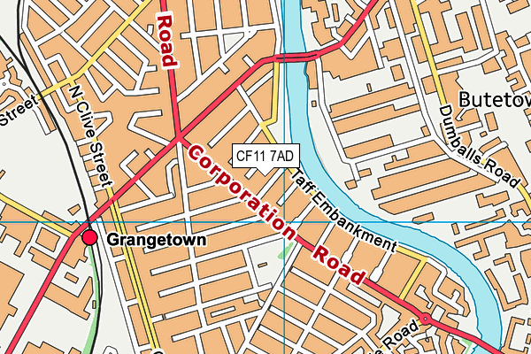 CF11 7AD map - OS VectorMap District (Ordnance Survey)