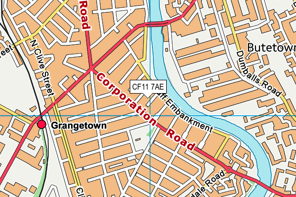 CF11 7AE map - OS VectorMap District (Ordnance Survey)